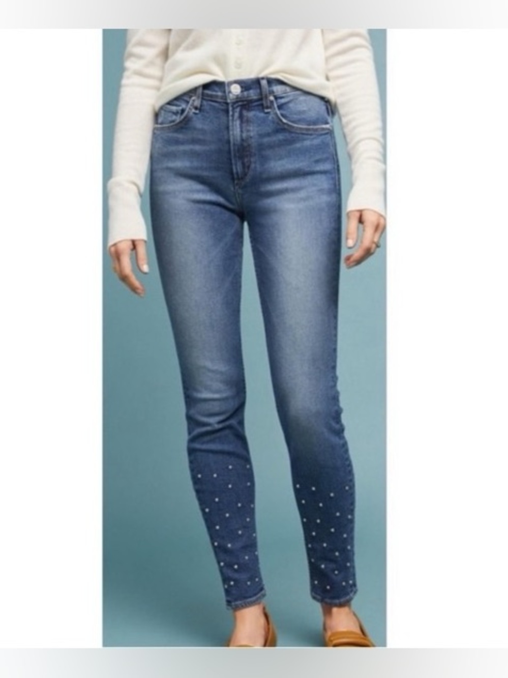 Anthropologie Hey There Stud Blue McGuire Newton High-Rise Skinny Jeans size 28 - Picture 4 of 11